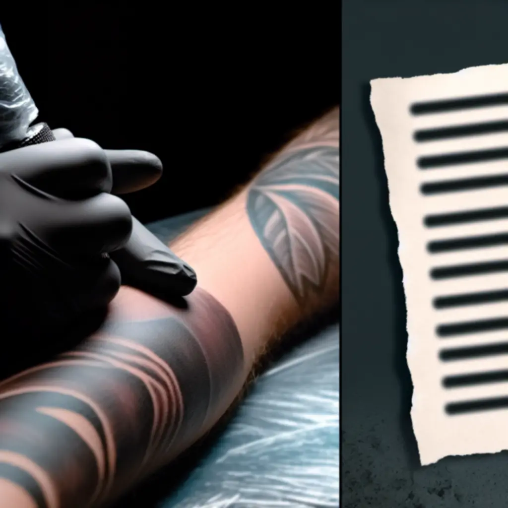 Zbliżenie na gotowy tatuaż z dynamicznym, artystycznym wykończeniem w studiu CzarnyNeedle